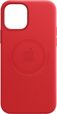 Кожаный чехол Apple MagSafe для iPhone 12 Pro Max (красный)