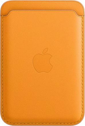 Кожаный чехол-бумажник MagSafe для iPhone (золотой апельсин)