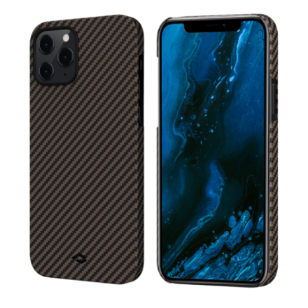 Кевларовый чехол Pitaka MagEZ Case для iPhone 12 Pro Max (черно-коричневый)